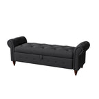 Banc ottoman de rangement capitonné avec accoudoirs roulés Plusieurs couleurs