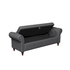 Banc ottoman de rangement capitonné avec accoudoirs roulés Plusieurs couleurs