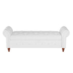Banc ottoman de rangement capitonné avec accoudoirs roulés Plusieurs couleurs