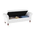Banc ottoman de rangement capitonné avec accoudoirs roulés Plusieurs couleurs