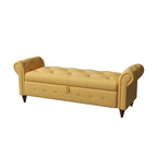 Banc ottoman de rangement capitonné avec accoudoirs roulés Plusieurs couleurs