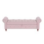 Banc ottoman de rangement capitonné avec accoudoirs roulés Plusieurs couleurs