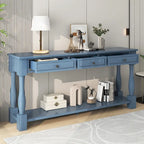 Console méditerranéenne extra longue avec tiroirs et étagère inférieure
