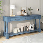 Console méditerranéenne extra longue avec tiroirs et étagère inférieure