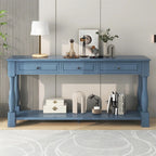 Console méditerranéenne extra longue avec tiroirs et étagère inférieure