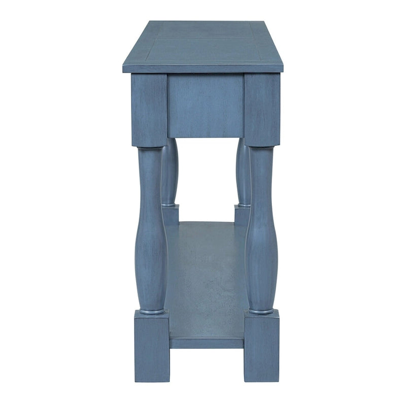 Console méditerranéenne extra longue avec tiroirs et étagère inférieure