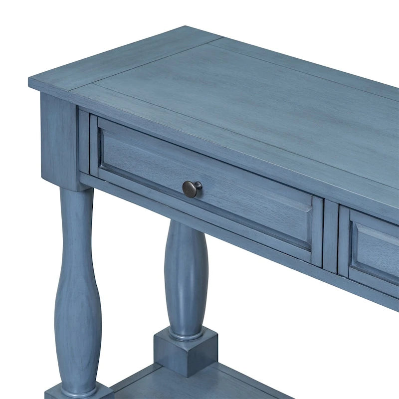 Console méditerranéenne extra longue avec tiroirs et étagère inférieure