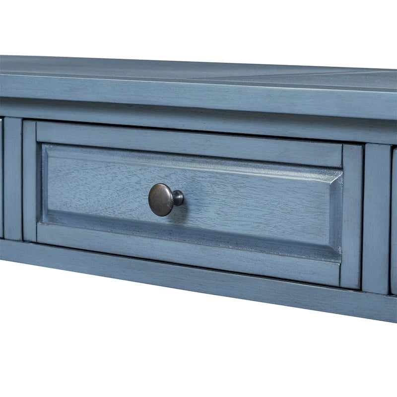 Console méditerranéenne extra longue avec tiroirs et étagère inférieure