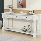 Console méditerranéenne extra longue avec tiroirs et étagère inférieure