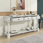 Console méditerranéenne extra longue avec tiroirs et étagère inférieure