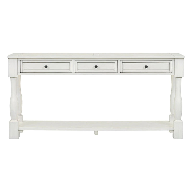 Console méditerranéenne extra longue avec tiroirs et étagère inférieure