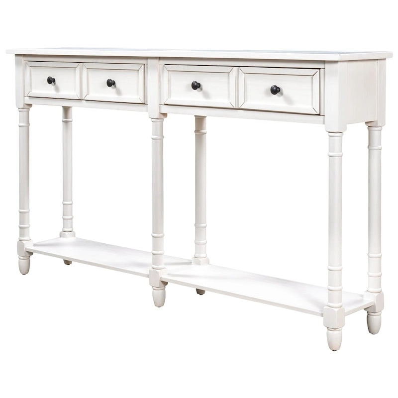 Console d'entrée en bois massif quatre tiroirs finition vieillie style antique