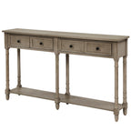 Console d'entrée en bois massif quatre tiroirs finition vieillie style antique