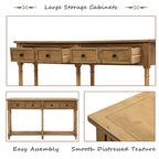Console d'entrée en bois massif quatre tiroirs finition vieillie style antique
