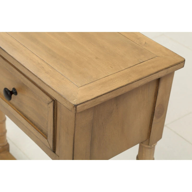 Console d'entrée en bois massif quatre tiroirs finition vieillie style antique