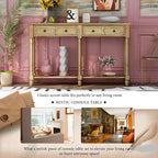 Console d'entrée en bois massif quatre tiroirs finition vieillie style antique