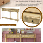 Console d'entrée en bois massif quatre tiroirs finition vieillie style antique