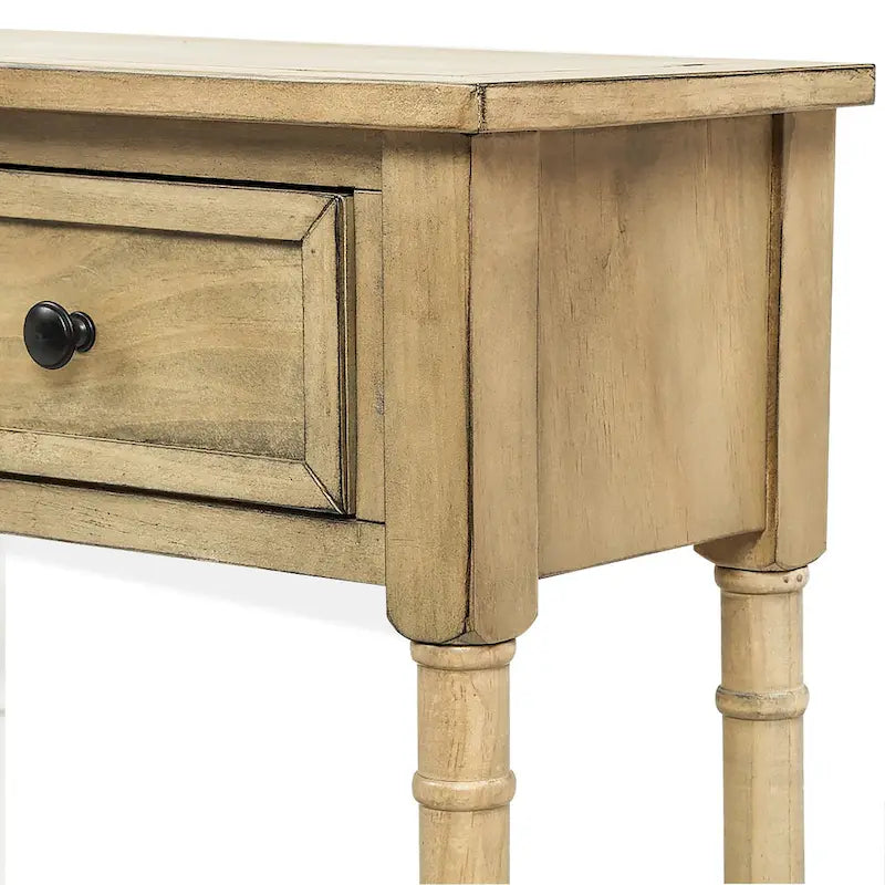 Console d'entrée en bois massif quatre tiroirs finition vieillie style antique