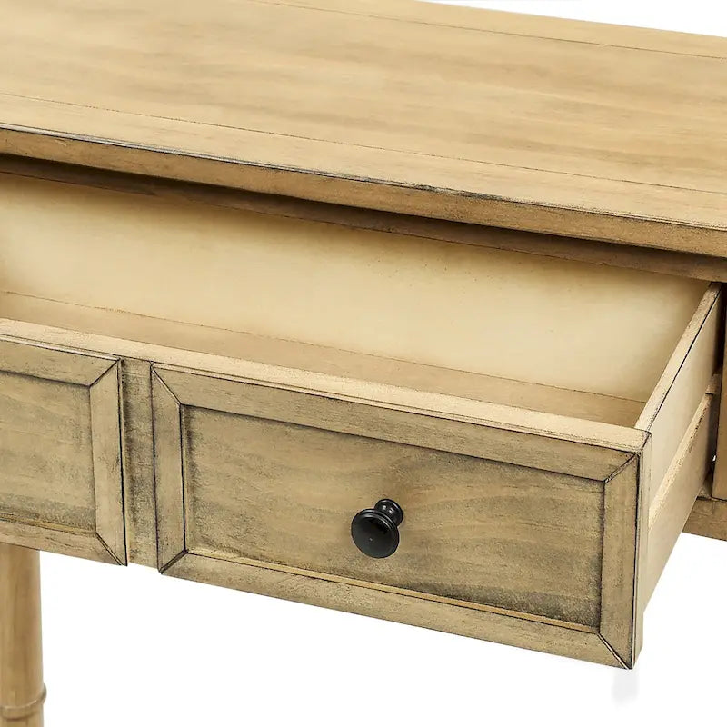 Console d'entrée en bois massif quatre tiroirs finition vieillie style antique
