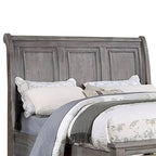 Lit traîneau King Size avec tiroirs de rangement en bois massif finition chêne gris