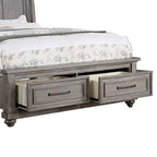 Lit traîneau King Size avec tiroirs de rangement en bois massif finition chêne gris