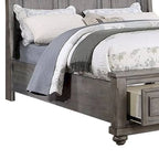 Lit traîneau King Size avec tiroirs de rangement en bois massif finition chêne gris