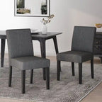 Chaise de salle à manger contemporaine sans accoudoirs, rembourrée, avec pieds coniques en hévéa, beige