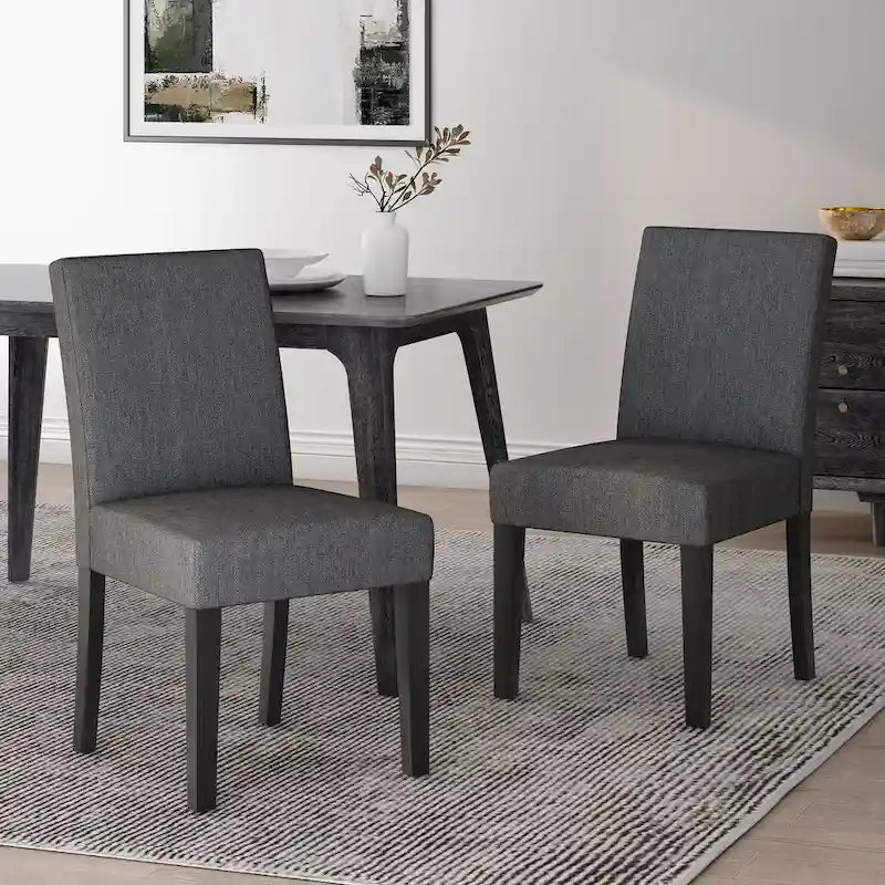 Chaise de salle à manger contemporaine sans accoudoirs, rembourrée, avec pieds coniques en hévéa, beige