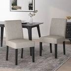 Chaise de salle à manger contemporaine sans accoudoirs, rembourrée, avec pieds coniques en hévéa, beige