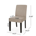 Chaise de salle à manger contemporaine sans accoudoirs, rembourrée, avec pieds coniques en hévéa, beige