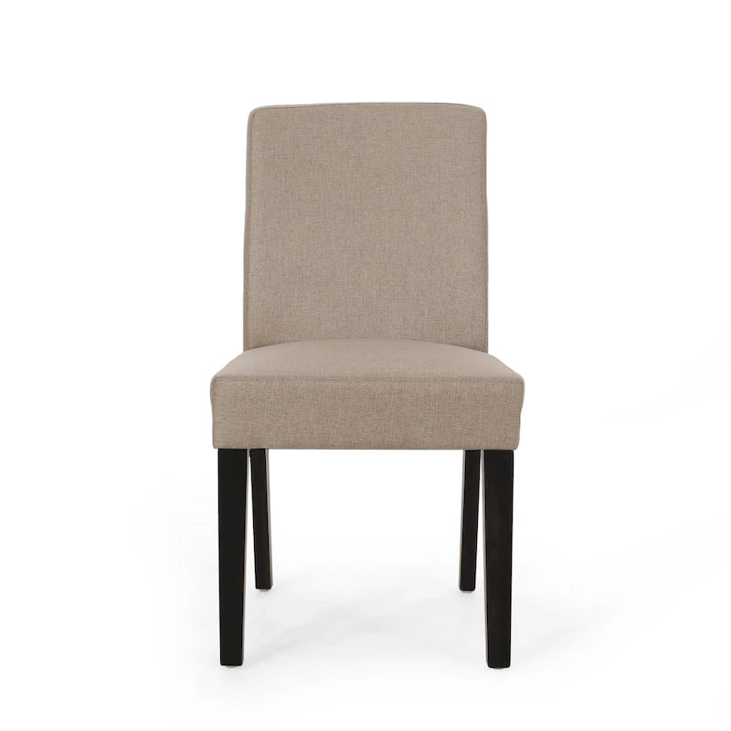 Chaise de salle à manger contemporaine sans accoudoirs, rembourrée, avec pieds coniques en hévéa, beige