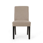 Chaise de salle à manger contemporaine sans accoudoirs, rembourrée, avec pieds coniques en hévéa, beige