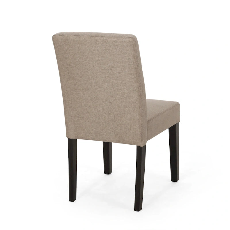 Chaise de salle à manger contemporaine sans accoudoirs, rembourrée, avec pieds coniques en hévéa, beige