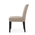 Chaise de salle à manger contemporaine sans accoudoirs, rembourrée, avec pieds coniques en hévéa, beige