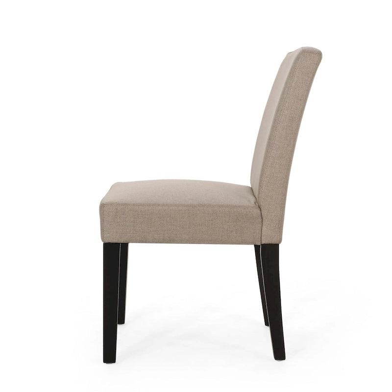 Chaise de salle à manger contemporaine sans accoudoirs, rembourrée, avec pieds coniques en hévéa, beige