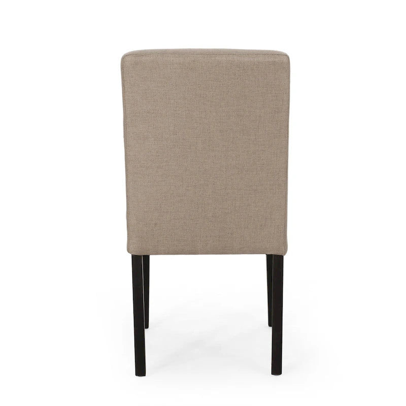 Chaise de salle à manger contemporaine sans accoudoirs, rembourrée, avec pieds coniques en hévéa, beige