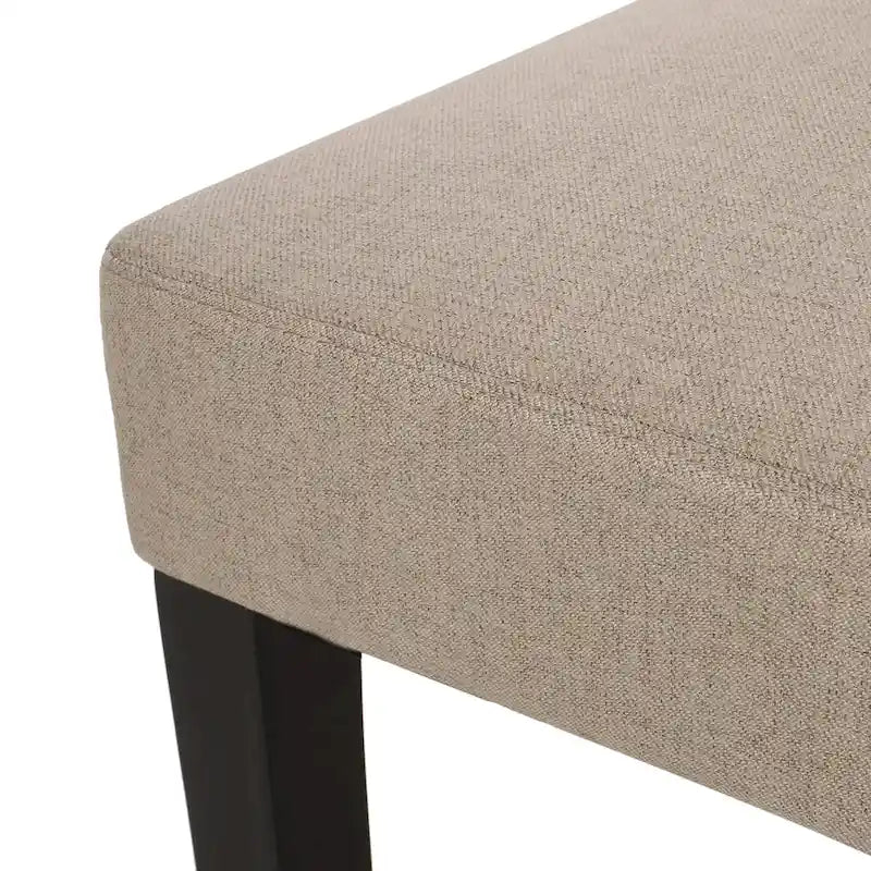 Chaise de salle à manger contemporaine sans accoudoirs, rembourrée, avec pieds coniques en hévéa, beige