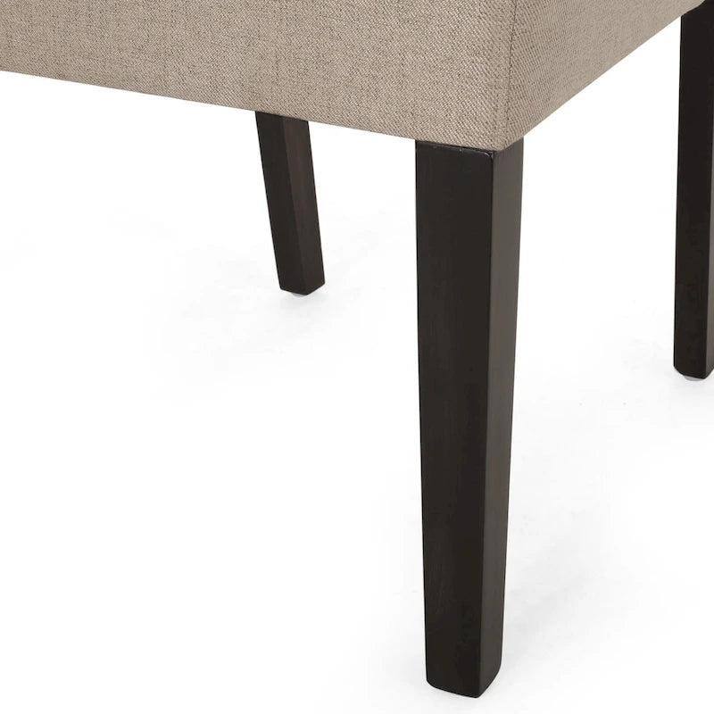 Chaise de salle à manger contemporaine sans accoudoirs, rembourrée, avec pieds coniques en hévéa, beige