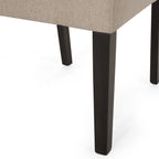 Chaise de salle à manger contemporaine sans accoudoirs, rembourrée, avec pieds coniques en hévéa, beige