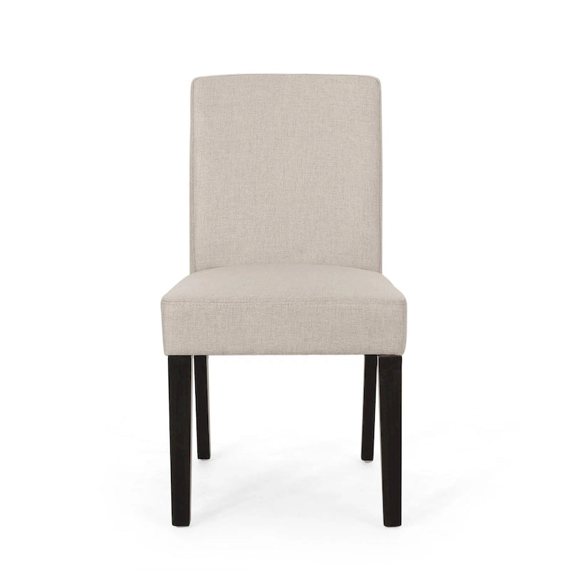 Chaise de salle à manger contemporaine sans accoudoirs, rembourrée, avec pieds coniques en hévéa, beige