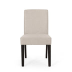 Chaise de salle à manger contemporaine sans accoudoirs, rembourrée, avec pieds coniques en hévéa, beige
