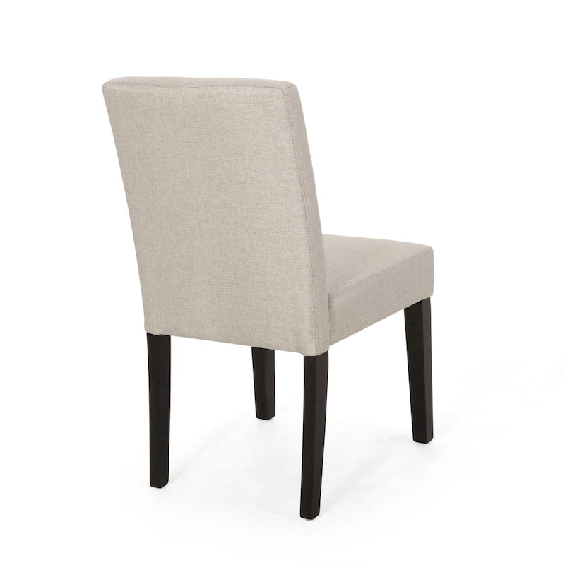 Chaise de salle à manger contemporaine sans accoudoirs, rembourrée, avec pieds coniques en hévéa, beige