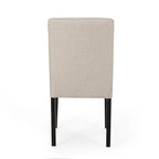 Chaise de salle à manger contemporaine sans accoudoirs, rembourrée, avec pieds coniques en hévéa, beige
