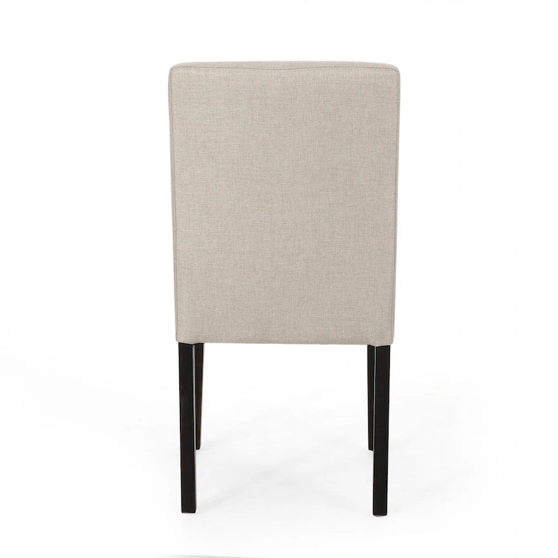 Chaise de salle à manger contemporaine sans accoudoirs, rembourrée, avec pieds coniques en hévéa, beige
