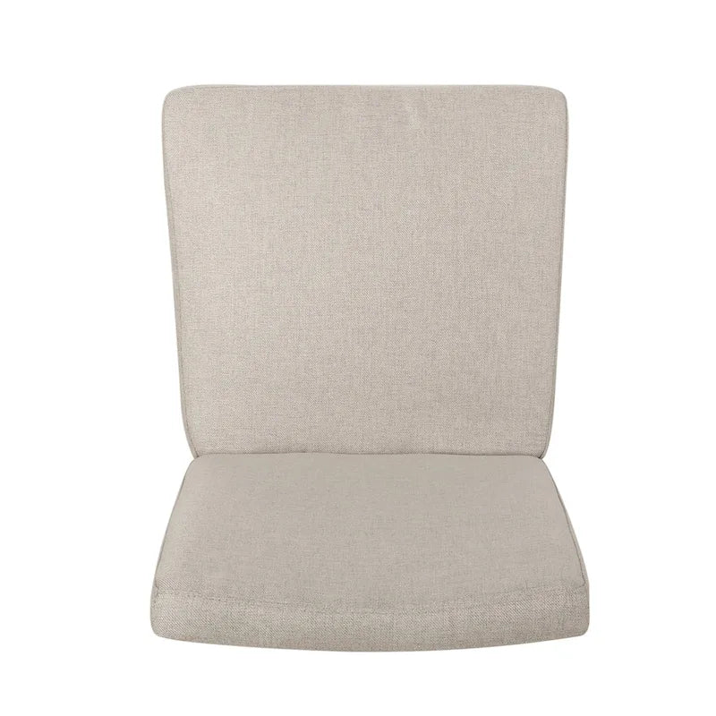 Chaise de salle à manger contemporaine sans accoudoirs, rembourrée, avec pieds coniques en hévéa, beige