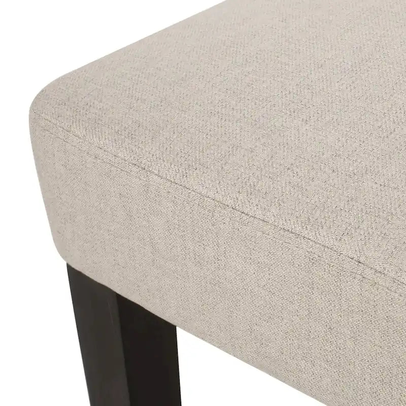 Chaise de salle à manger contemporaine sans accoudoirs, rembourrée, avec pieds coniques en hévéa, beige