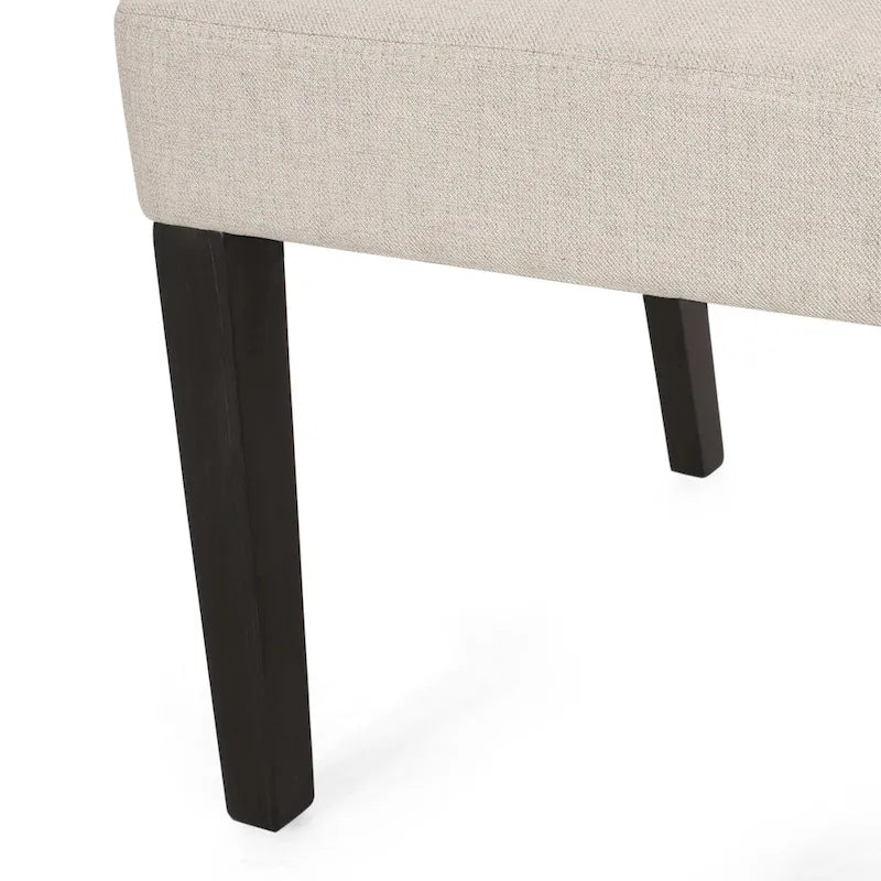 Chaise de salle à manger contemporaine sans accoudoirs, rembourrée, avec pieds coniques en hévéa, beige