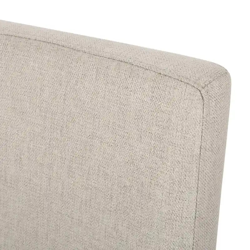 Chaise de salle à manger contemporaine sans accoudoirs, rembourrée, avec pieds coniques en hévéa, beige