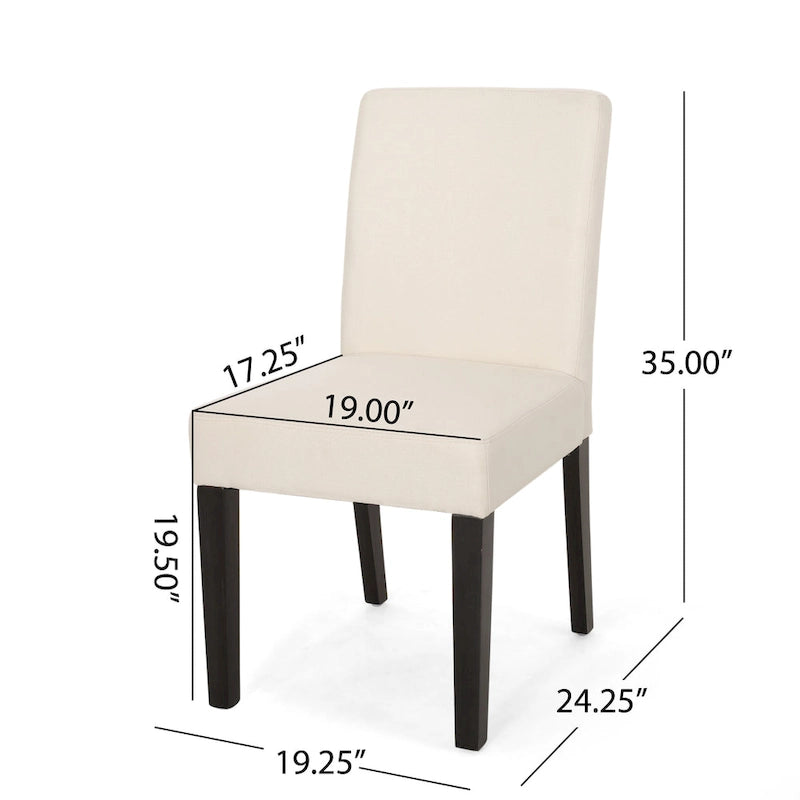 Chaise de salle à manger contemporaine sans accoudoirs, rembourrée, avec pieds coniques en hévéa, beige