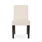 Chaise de salle à manger contemporaine sans accoudoirs, rembourrée, avec pieds coniques en hévéa, beige